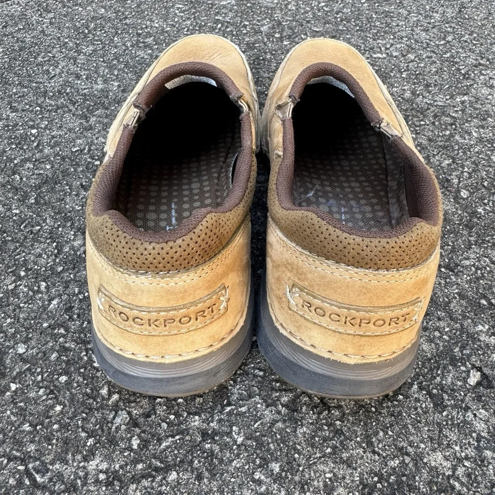 Rockport Adiprene By adidas Loafers Mens Sz 7.5W Tan Brown Slide On Comfort Shoe
